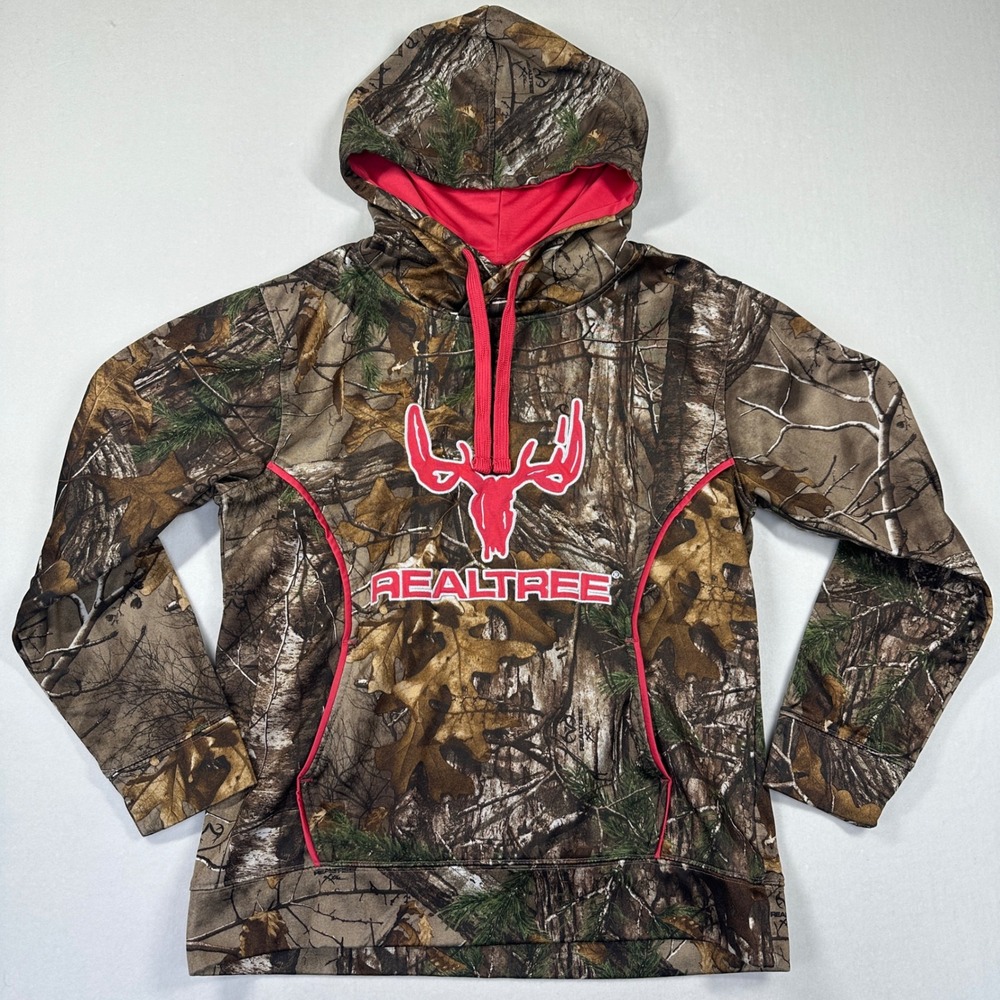 Realtree Camo Hoodie Sz M Pink Xtra Camouflage Pullover Sweatshirt Hunting Gorp